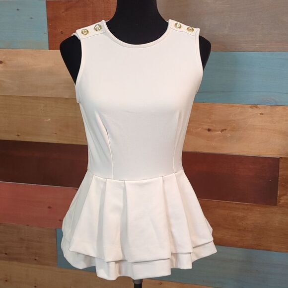 💜5/$25 SMALL peplum back zip blouse Bond and Pacific - Picture 1 of 6